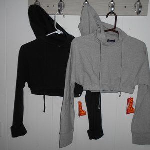 Long Sleeve Cropped Top Hoodie  NWT
